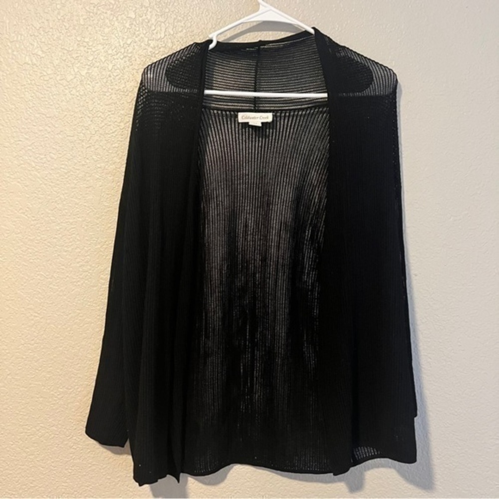 Black Coldwater Creek Woven Open Cardigan